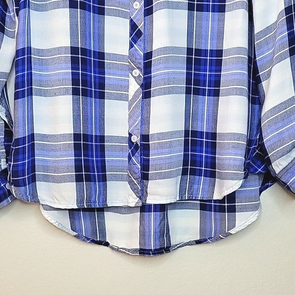 KENNETH COLE REACTION Blue Plaid Long Sleeve Button Up Collared Shirt size M - Picture 4 of 13